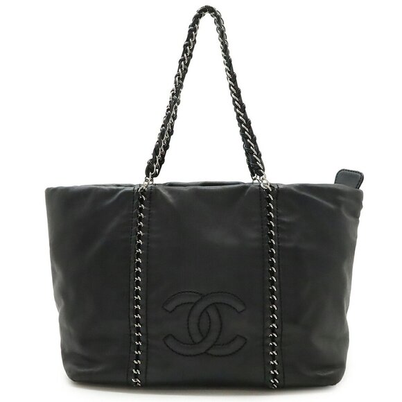 CHANEL Black Leather Logo Shoulder Bag - Picture 1 of 10